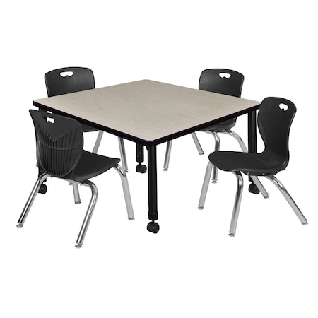 Regency Tables > Height Adjustable > Square Mobile Table & Chair Sets, 36 W, 36 L, 23-34 H, Maple TB3636PLAPCBK45BK